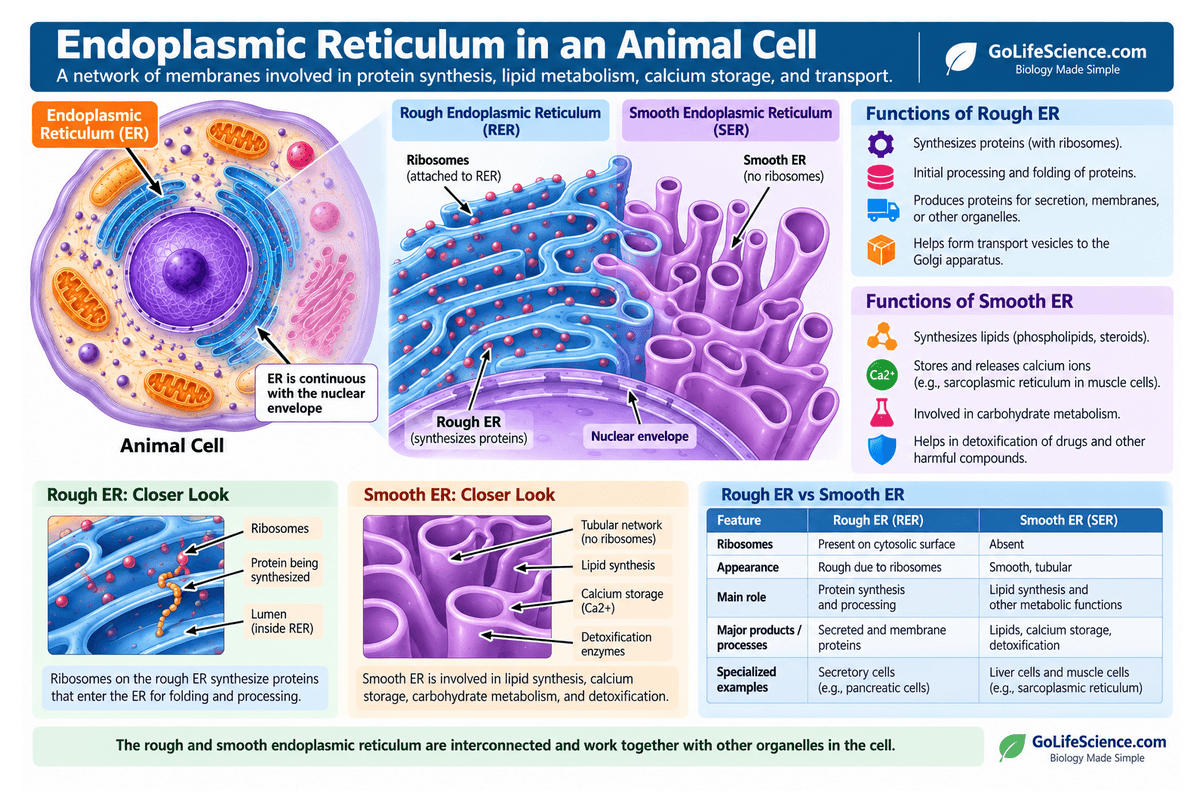 Animal Cells: Structure, Parts, Functions, Types & Labeled Diagram Endoplasmic Reticulum in animal cell