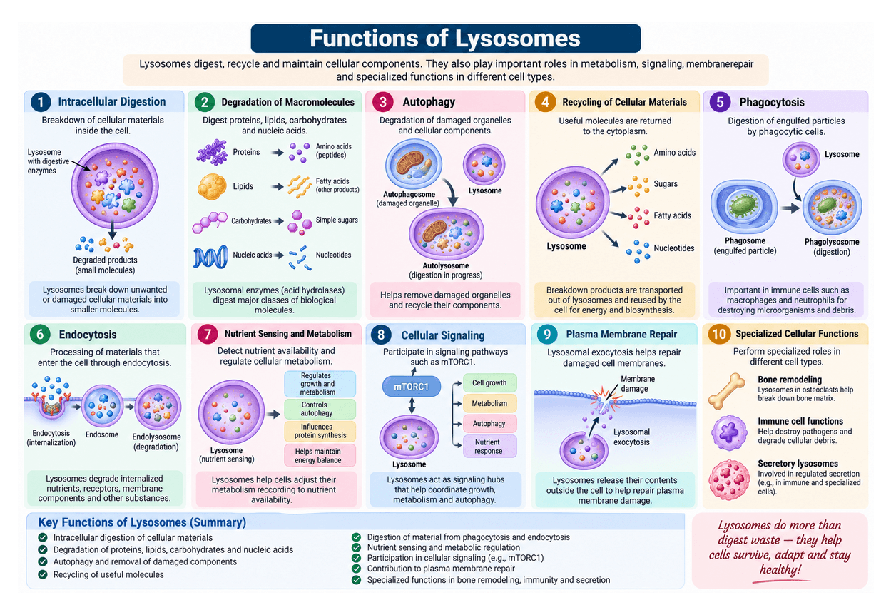 Functions of lysosomes infographic