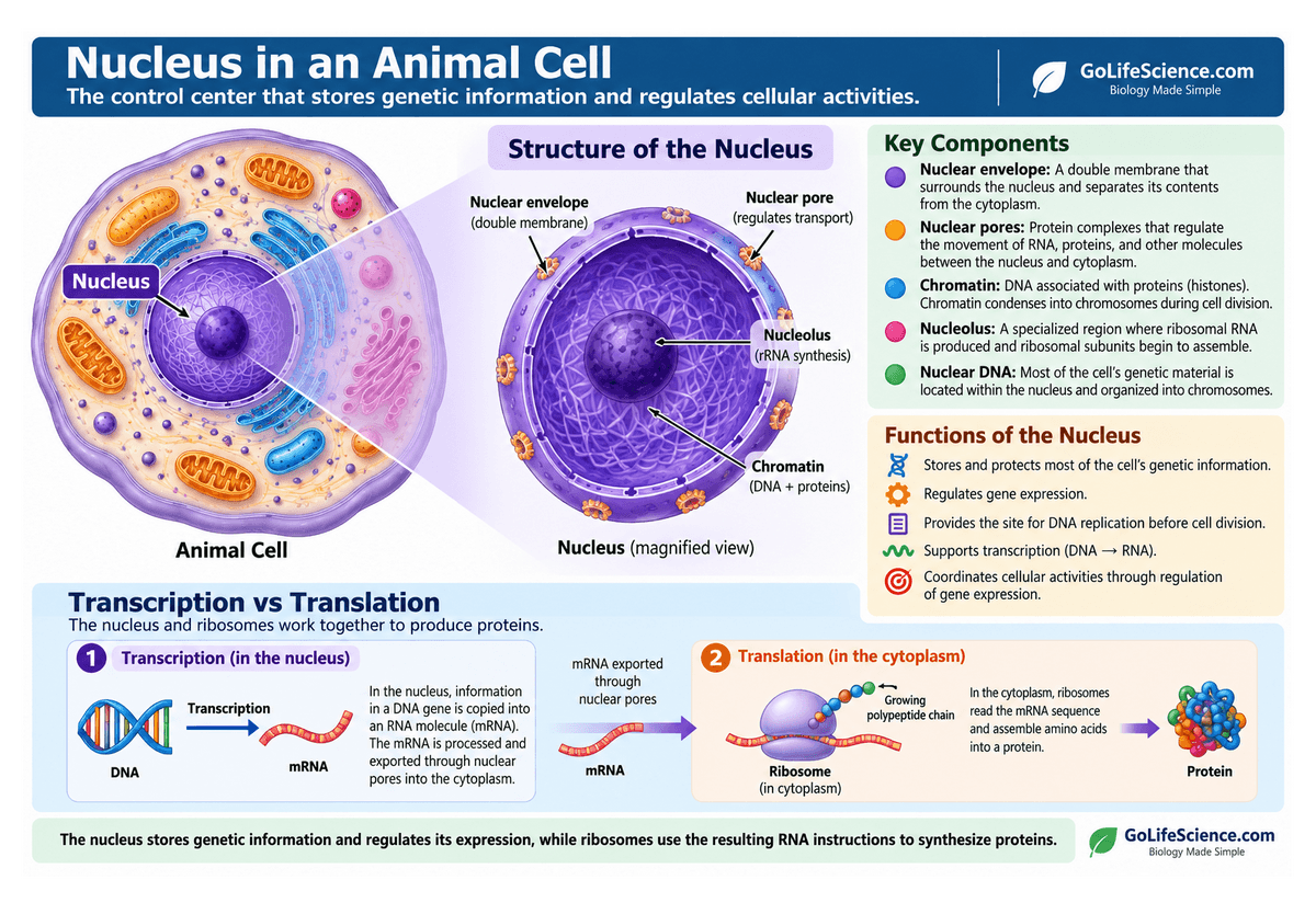 Animal Cells: Structure, Parts, Functions, Types & Labeled Diagram Nucleus in an animal cell