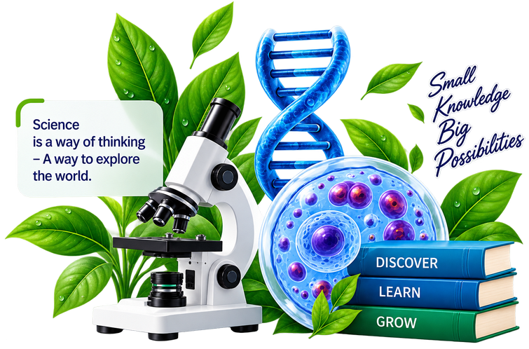 Life Science learning with microscope, DNA and biology