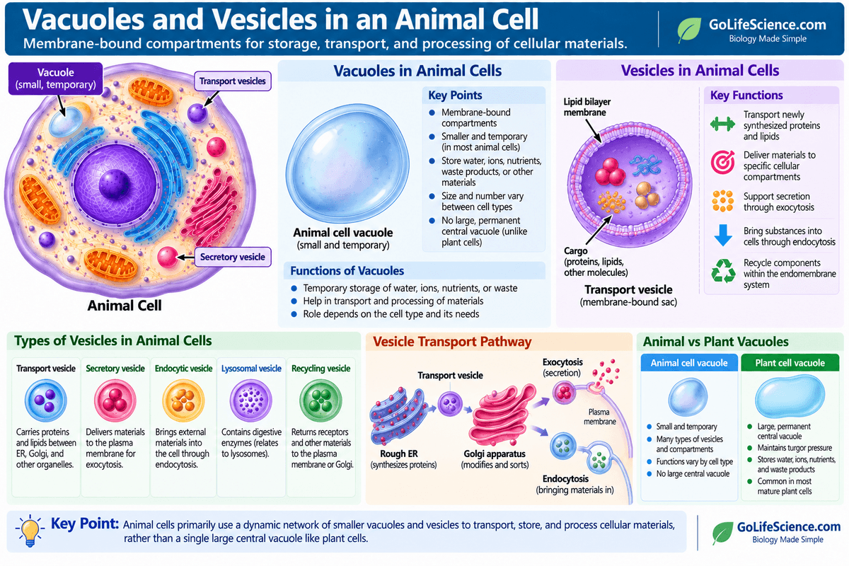 Animal Cell: Definition, Structure, Parts, Functions, Labeled Diagram vacuoles and vesicles in an animal cell